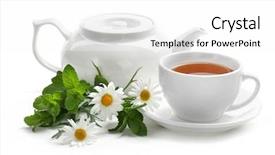  Presentation with afternoon tea - Theme enhanced with black tea with fresh mint background and a white colored foreground