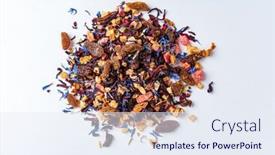  Presentation with black tea - Colorful presentation design enhanced with black-tea-with-fruits backdrop and a sky blue colored foreground