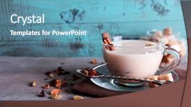  Presentation with black tea - Cool new slides with black tea with milk backdrop and a teal colored foreground