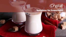  Presentation with black tea - Presentation theme with black tea with milk in glasses and teapot with lump sugar on color wooden planks background background and a tawny brown colored foreground