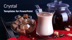  Presentation with black tea - Beautiful theme featuring black-tea-with-milk backdrop and a navy blue colored foreground