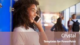  Presentation with black girl - Cool new slide deck with black teenage girl using smartphone backdrop and a coral colored foreground