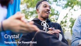  Presentation with music - Slide deck consisting of black teens - friends clapping along to music background and a navy blue colored foreground