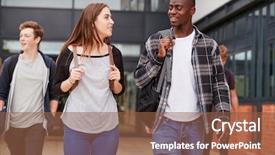  Presentation with college students - Colorful slide set enhanced with black teens - group of students walking outside backdrop and a tawny brown colored foreground