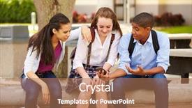  Presentation with high school students - Amazing PPT theme having black teens - high school students using mobile backdrop and a coral colored foreground