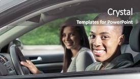  Presentation with self driving car - Cool new PPT theme with black teens - teenagers driving car backdrop and a  colored foreground