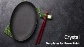  Presentation with japanese food - Slide set enhanced with black textured table japanese food background and a dark gray colored foreground