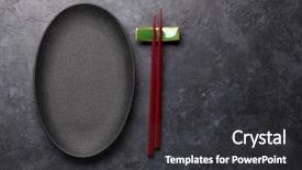  Presentation with japanese food - Slides featuring black textured table japanese food background and a dark gray colored foreground