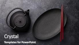  Presentation with teapot - Slides featuring black textured table japanese food background and a dark gray colored foreground