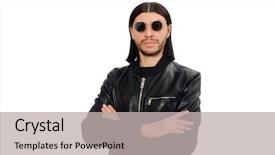  Presentation with angry - Beautiful presentation theme featuring black thug - aggressive angry man isolated backdrop and a light gray colored foreground