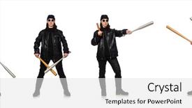  Presentation with hooligan - Cool new theme with black thug - woman hooligan isolated backdrop and a light gray colored foreground