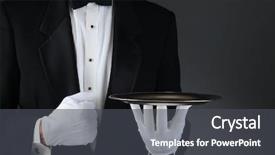  Presentation with waiter - Amazing presentation theme having black tie - closeup of a tuxedo wearing backdrop and a dark gray colored foreground