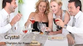  Presentation with black people wrestling - PPT theme with black tie - four joyful people background and a mint green colored foreground