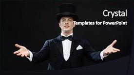  Presentation with top hat - Colorful presentation theme enhanced with black tie - magic performance circus show concept backdrop and a black colored foreground