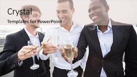  Presentation with black men - Beautiful slides featuring black tie - well dressed men drinking champagne backdrop and a lemonade colored foreground