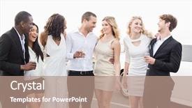  Presentation with well - Slides featuring black tie - well dressed people posing next background and a coral colored foreground