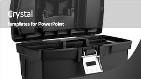  Presentation with black and white religious - Slide set enhanced with black toolbox isolated on white background and a dark gray colored foreground