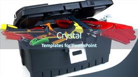  Presentation with art black and white marble - Theme having black toolbox with tools isolated background and a ocean colored foreground