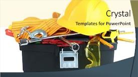  Presentation with tools - Presentation consisting of black toolbox with tools isolated background and a yellow colored foreground