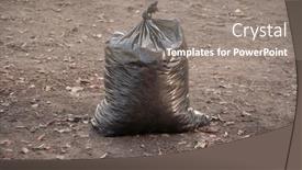  Presentation with cleaning service - Presentation theme featuring black-trash-plastic-bags-full background and a gray colored foreground