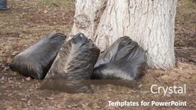  Presentation with cleaning service - Presentation theme with black-trash-plastic-bags-full background and a violet colored foreground
