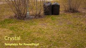  Presentation with cleaning service - Amazing slide deck having black-trash-plastic-bags-full backdrop and a tawny brown colored foreground