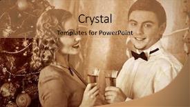  Presentation with black christmas party - Cool new PPT theme with black vintage - couple on party near christmas backdrop and a coral colored foreground