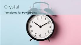  Presentation with vintage clock - Amazing slide set having black-vintage-alarm-clock backdrop and a sky blue colored foreground