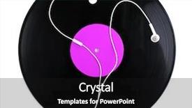  Presentation with vinyl record - Cool new presentation theme with black vinyl record and headphones isolated on white backdrop and a black colored foreground