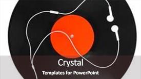  Presentation with vinyl record - Beautiful PPT layouts featuring black vinyl record and headphones isolated on white backdrop and a tawny brown colored foreground