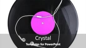 Presentation with vinyl record - Colorful slide deck enhanced with black vinyl record and headphones isolated on white backdrop and a dark gray colored foreground