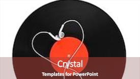  Presentation with vinyl record - Slides having black vinyl record and headphones isolated on white background and a tawny brown colored foreground