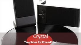  Presentation with vinyl record - Theme consisting of black-vinyl-record-and-loudspeakers background and a tawny brown colored foreground