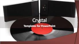  Presentation with vinyl record - PPT theme having black-vinyl-record-and-loudspeakers background and a wine colored foreground
