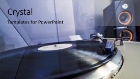  Presentation with old fashioned - Presentation design featuring black vinyl with light bluish background and a light blue colored foreground