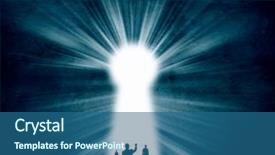  Presentation with business people silhouette - Colorful presentation theme enhanced with black wall with key backdrop and a ocean colored foreground