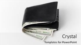  Presentation with economics - Slide deck having black wallet with dollar background and a light gray colored foreground