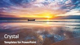  Presentation with tropical beach sunset - Colorful PPT theme enhanced with black white abstract - tropical beach at beautiful sunset backdrop and a tawny brown colored foreground