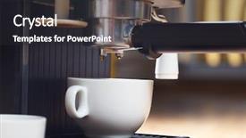  Presentation with coffee powder in machine - Beautiful PPT theme featuring black white business - coffee maker machine backdrop and a dark gray colored foreground