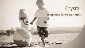  Presentation with beach ball - Cool new presentation theme with black white children - beautiful brother and sister play backdrop and a lemonade colored foreground