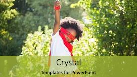  Presentation with super hero - Audience pleasing presentation theme consisting of black white children - boy dressed as a super backdrop and a yellow colored foreground