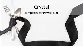  Presentation with dinner - PPT theme featuring black white dinner setting background and a white colored foreground