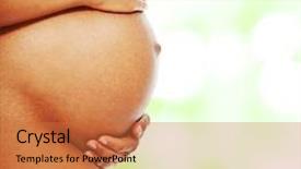  Presentation with pregnant woman - Slides featuring black white figure - pregnant woman belly over green background and a  colored foreground