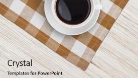  Presentation with top view of soybean - Amazing PPT theme having black white gingham - coffee cup top view backdrop and a  colored foreground