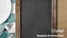  Presentation with blackboard - PPT theme with black white gingham - menu blackboard lying on table background and a dark gray colored foreground