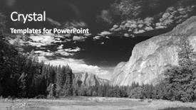  Presentation with yosemite - PPT layouts having black white image of yosemite valley with interesting cloud formations background and a dark gray colored foreground