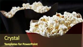  Presentation with popcorn - Presentation featuring black white movie - popcorn background and a tawny brown colored foreground