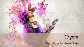  Presentation with black girl sexy fashionable mulatto - Colorful presentation theme enhanced with black wings and color background backdrop and a coral colored foreground