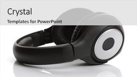  Presentation with wireless - Presentation theme with black wireless headphones on white background and a light gray colored foreground