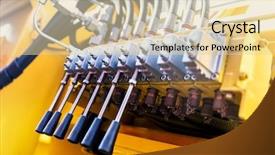  Presentation with industrial - Slide set with black wiring attachment and levers background and a lemonade colored foreground